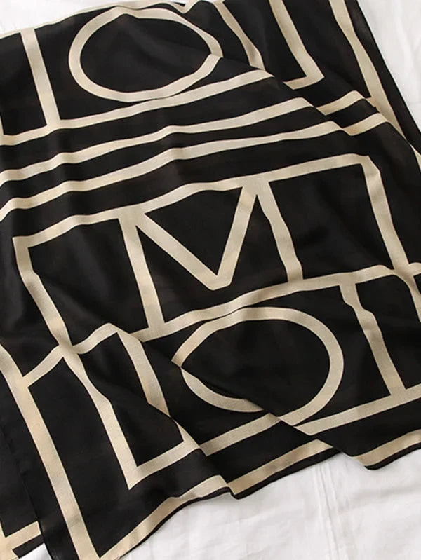 Printed Silk Scarf for Women, Stylish Sun Protection
