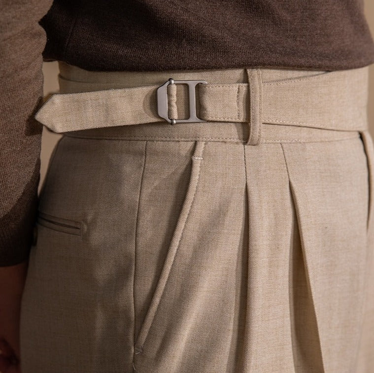 Men's Vicenza Gurkha Double Pleated Straight Fit Trousers