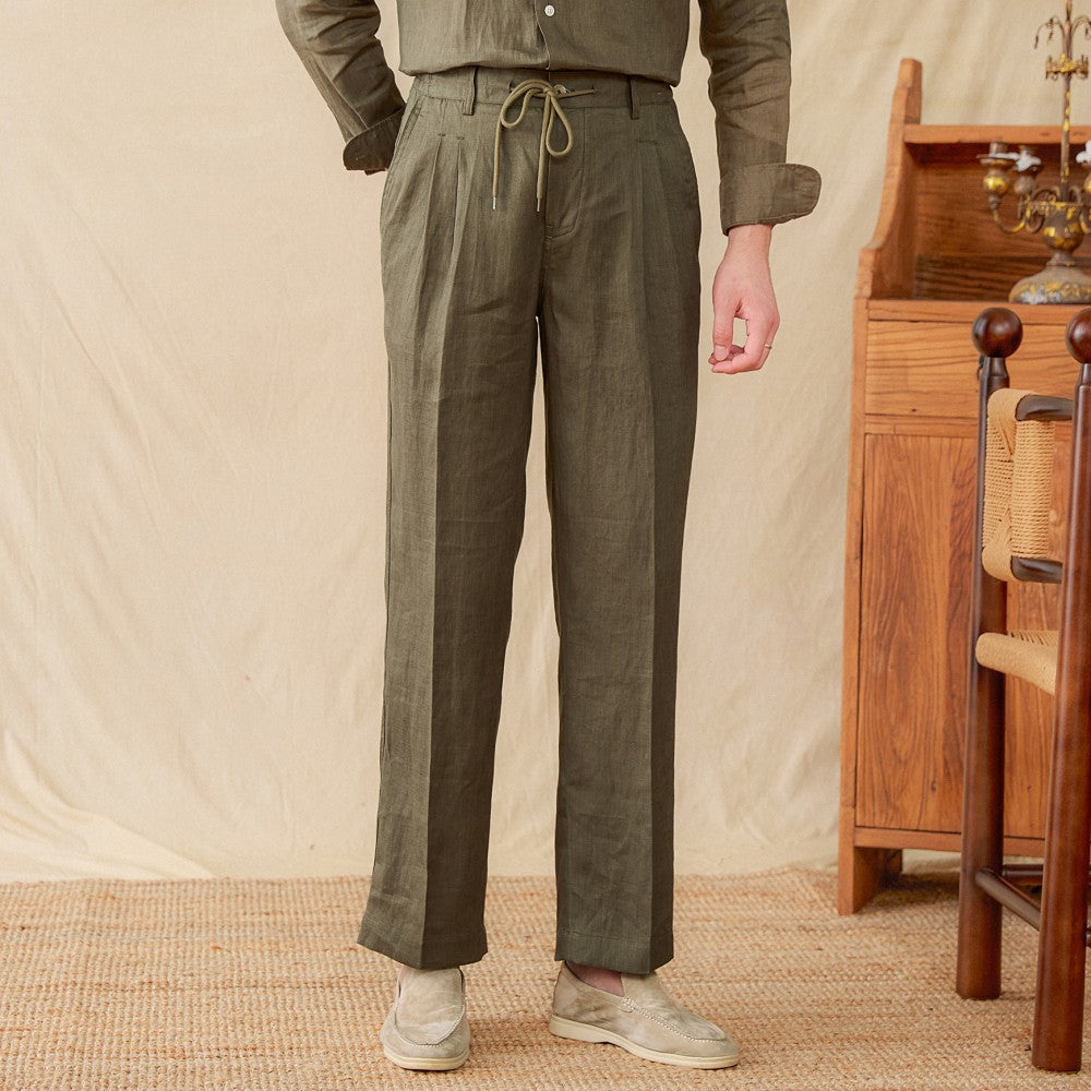 Men’s Pleated Linen Trousers