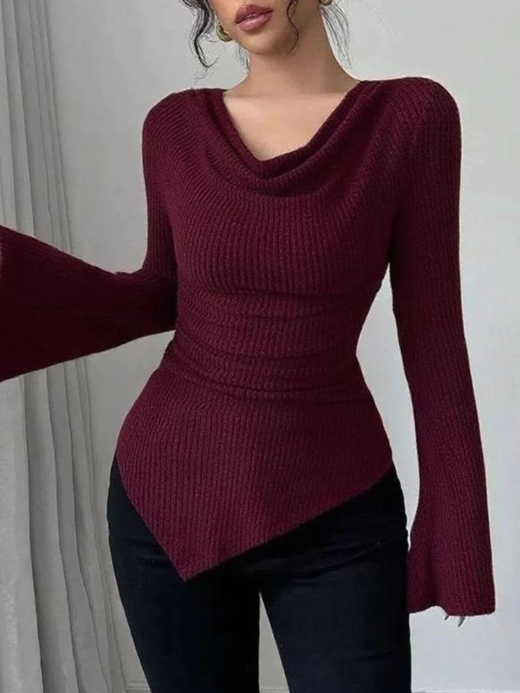 Women’s Cowl Neck Bell Sleeve Top