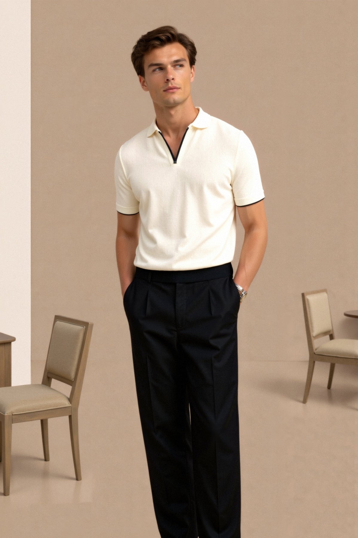 Men’s Slim Fit Contrast Polo Shirt