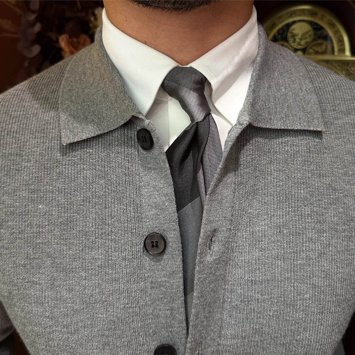 Men’s Collared Button-Up Cardigan