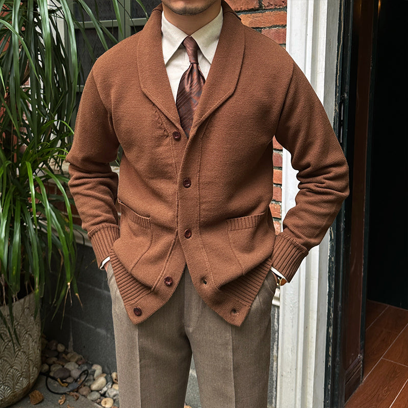 Men’s Cotton Blend Knitted Shawl Collar Cardigan