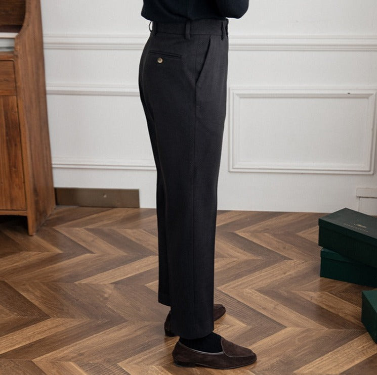 Men's Wool Felt Straight-Fit Trousers