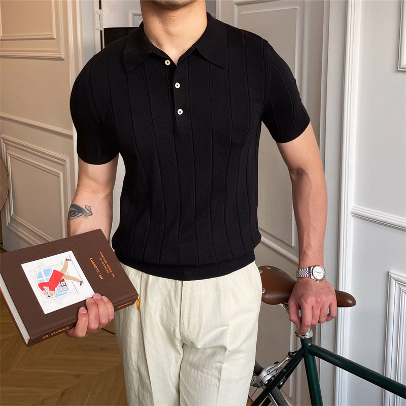 Men's Pleated Elegance Knitted Polo