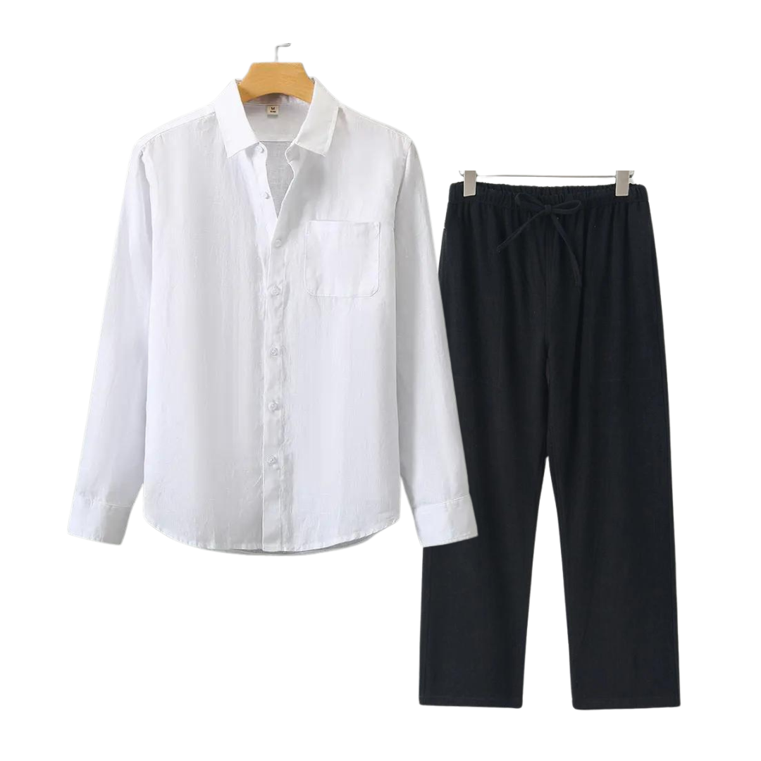 Men’s Linen Shirt and Shorts Set