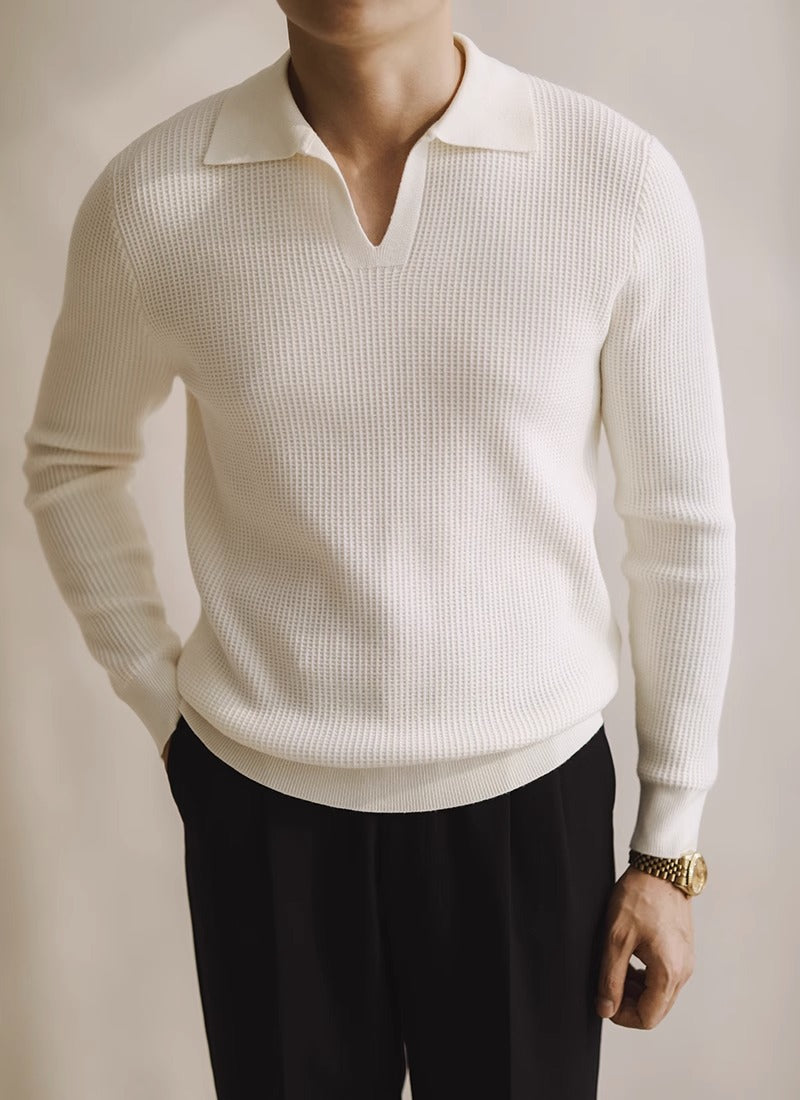 Men's Relaxed Knit Polo Sweater