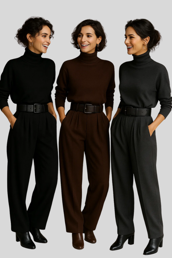Womens Melian – Jumpsuit with Turtleneck, Wide Legs, and Belt