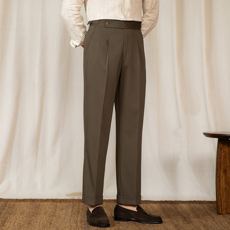 Men’s Pleated Straight Fit Trousers