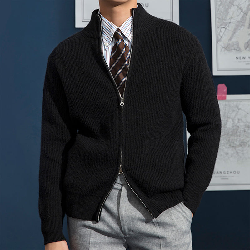 Men’s Ribbed Knit Zip-Up Cardigan