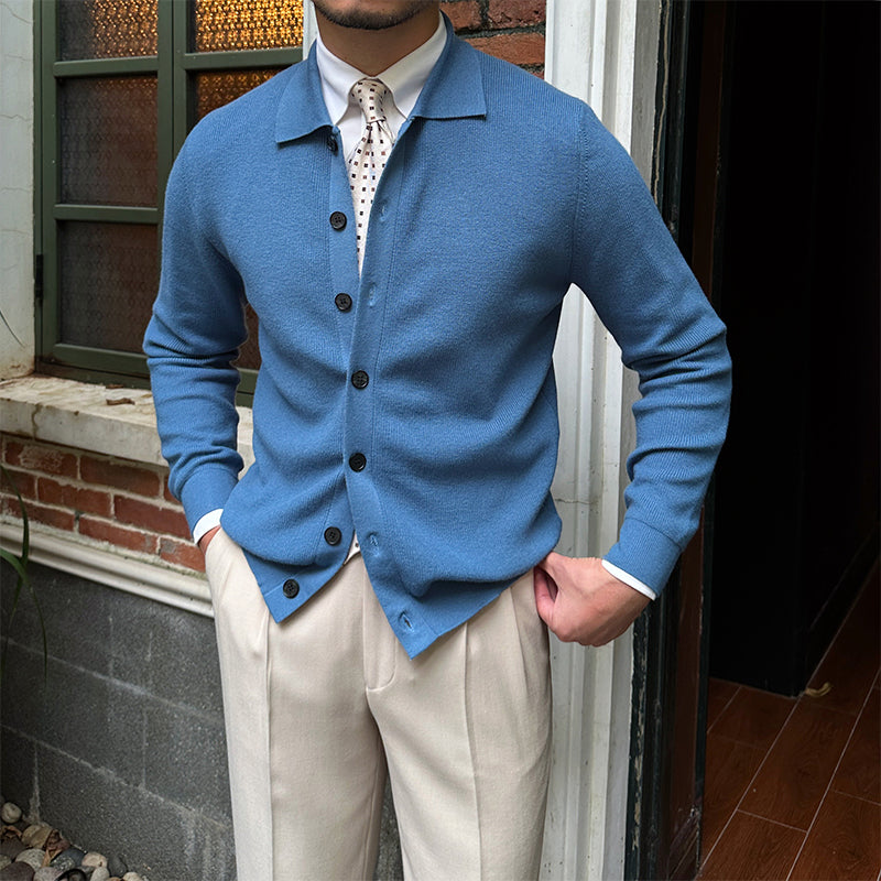 Men’s Collared Button-Up Cardigan