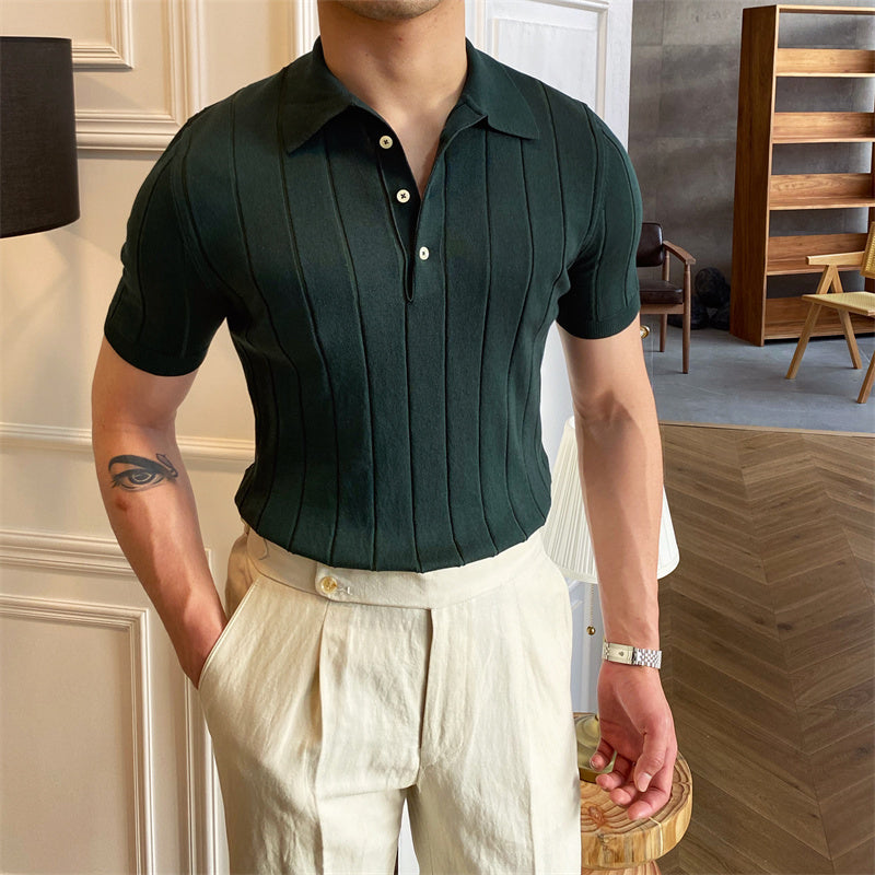Men's Pleated Elegance Knitted Polo