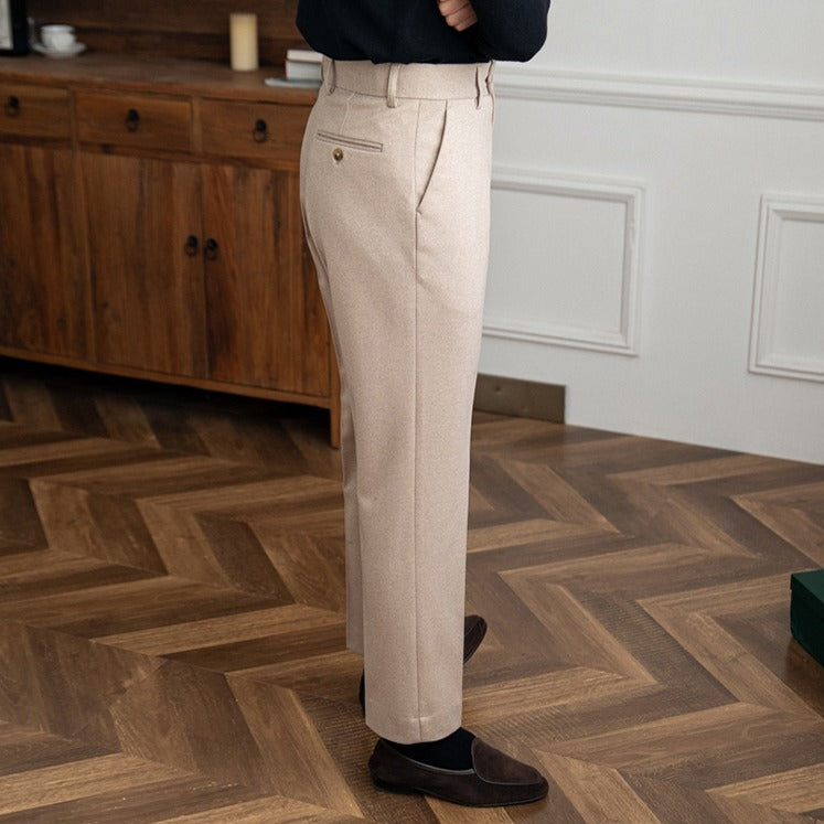 Men's Wool Felt Straight-Fit Trousers