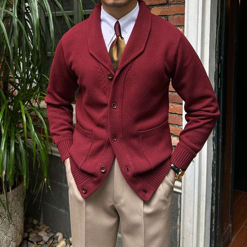 Men’s Cotton Blend Knitted Shawl Collar Cardigan