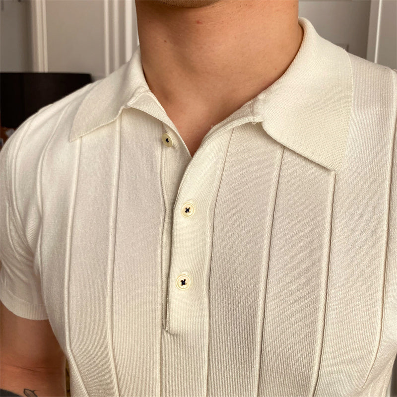 Men's Pleated Elegance Knitted Polo