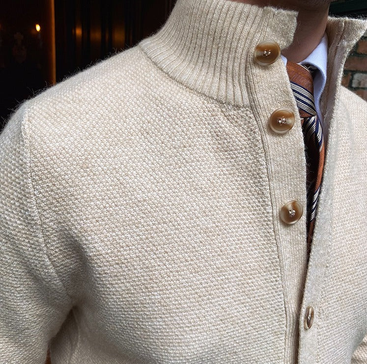 Men's Textured Button Up Knit Cardigan
