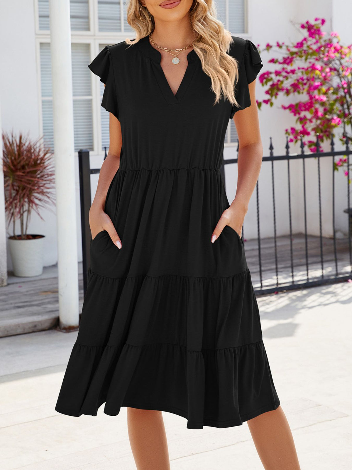 Women's Ruffled Tiered Midi Dress