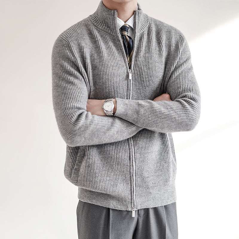 Men’s Ribbed Knit Zip-Up Cardigan