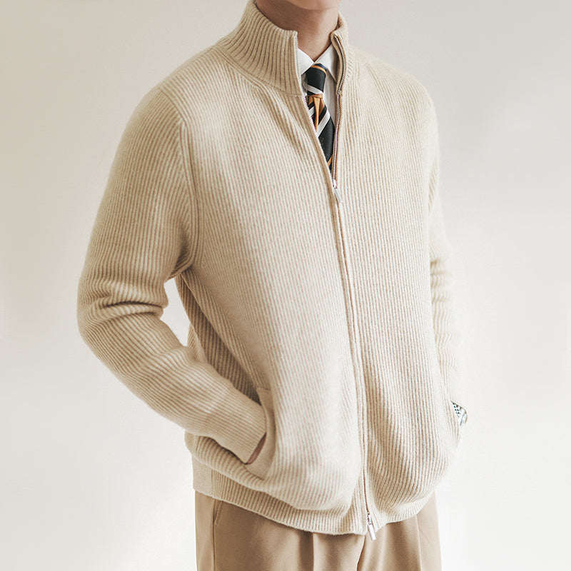 Men’s Ribbed Knit Zip-Up Cardigan