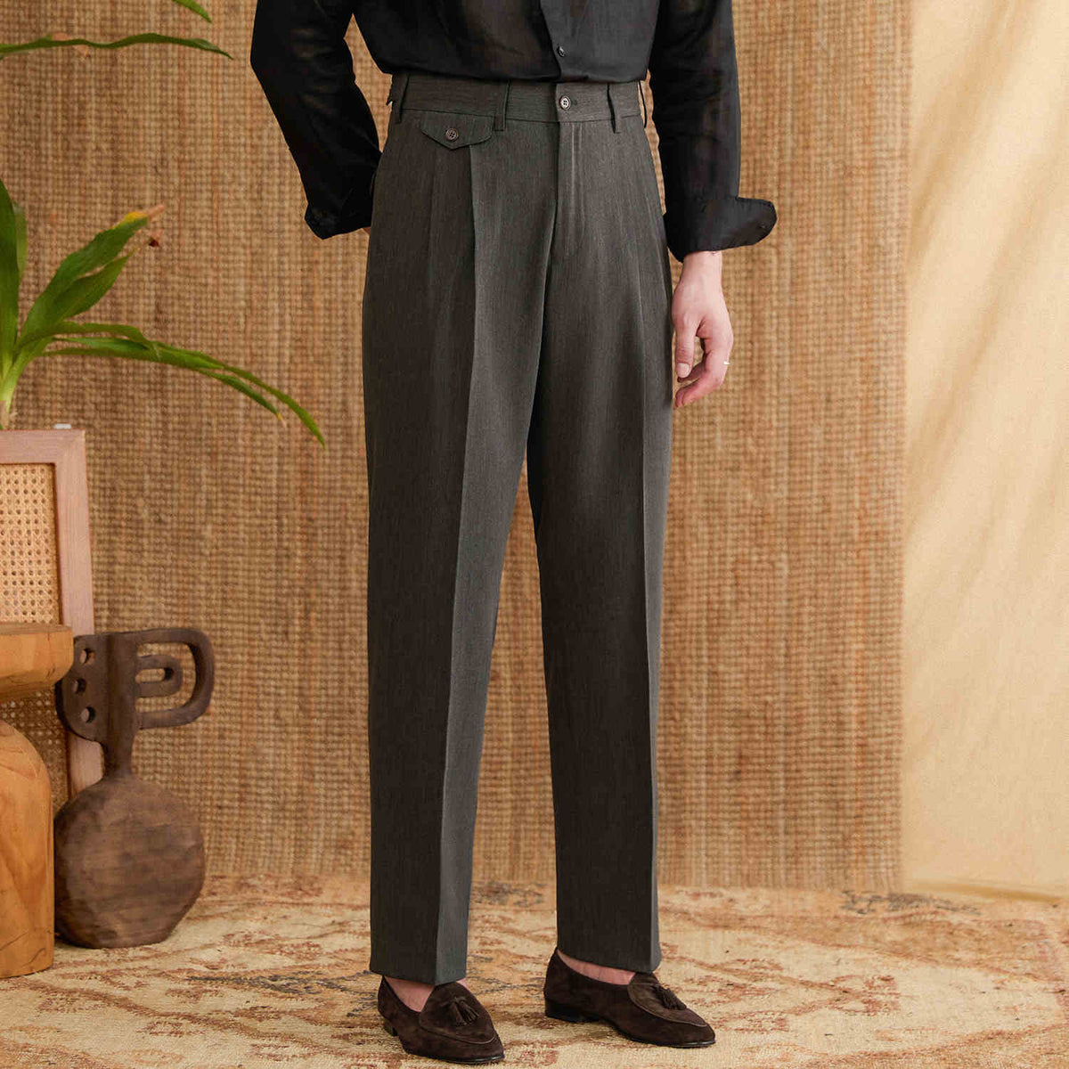 Men’s Straight Fit Trousers with Coin Pocket