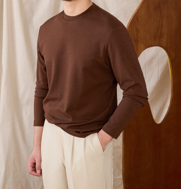 Men's Basic Cotton Blend Soft Touch Long Sleeve T-Shirt