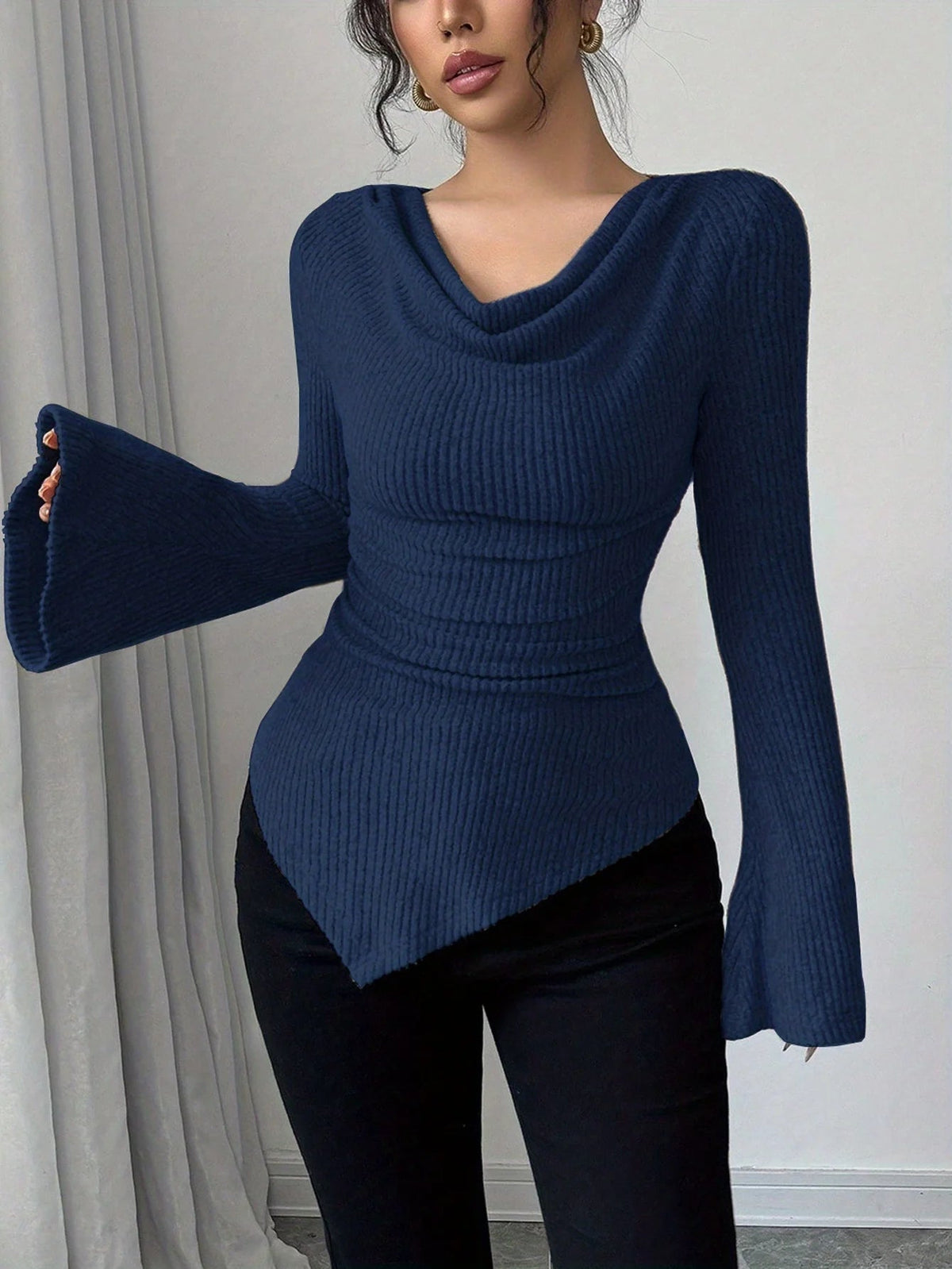 Women’s Cowl Neck Bell Sleeve Top