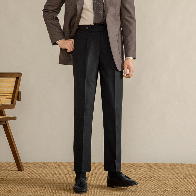 Men's Denim Workwear Trousers with Double Pleats