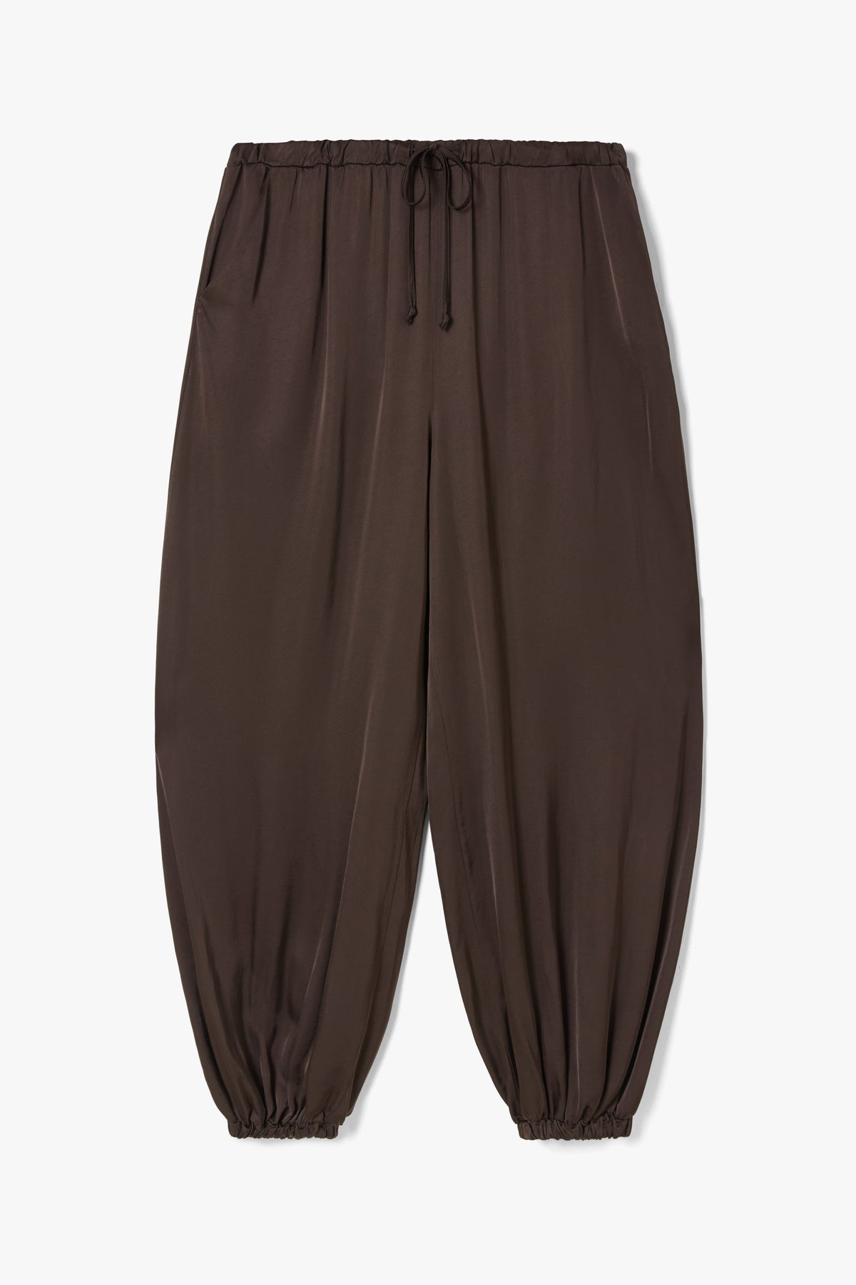 Women’s Espresso Brown Balloon Satin Trousers