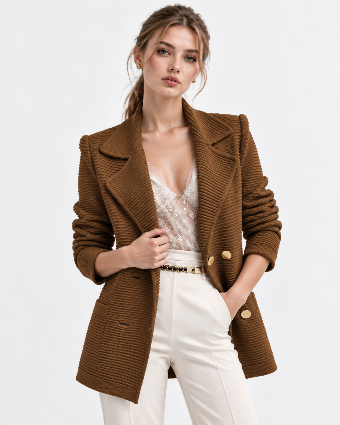 Women’s Textured Long Sleeve Casual Top