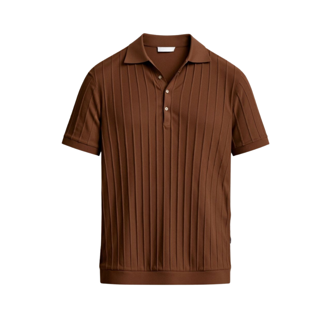 Men’s Vertical Striped Button-Up Polo Shirt