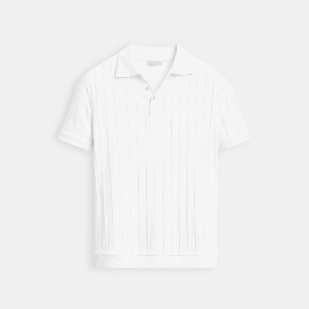 Men’s Vertical Striped Button-Up Polo Shirt