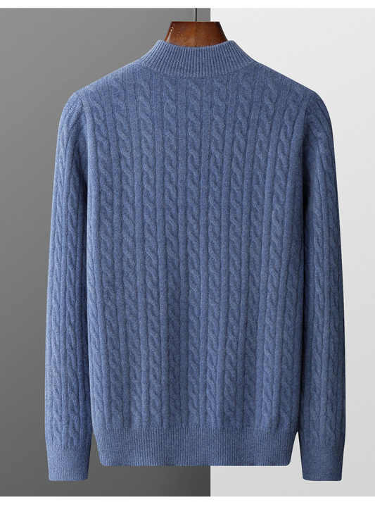 Men’s Cashmere Woven Half-Zip Sweater