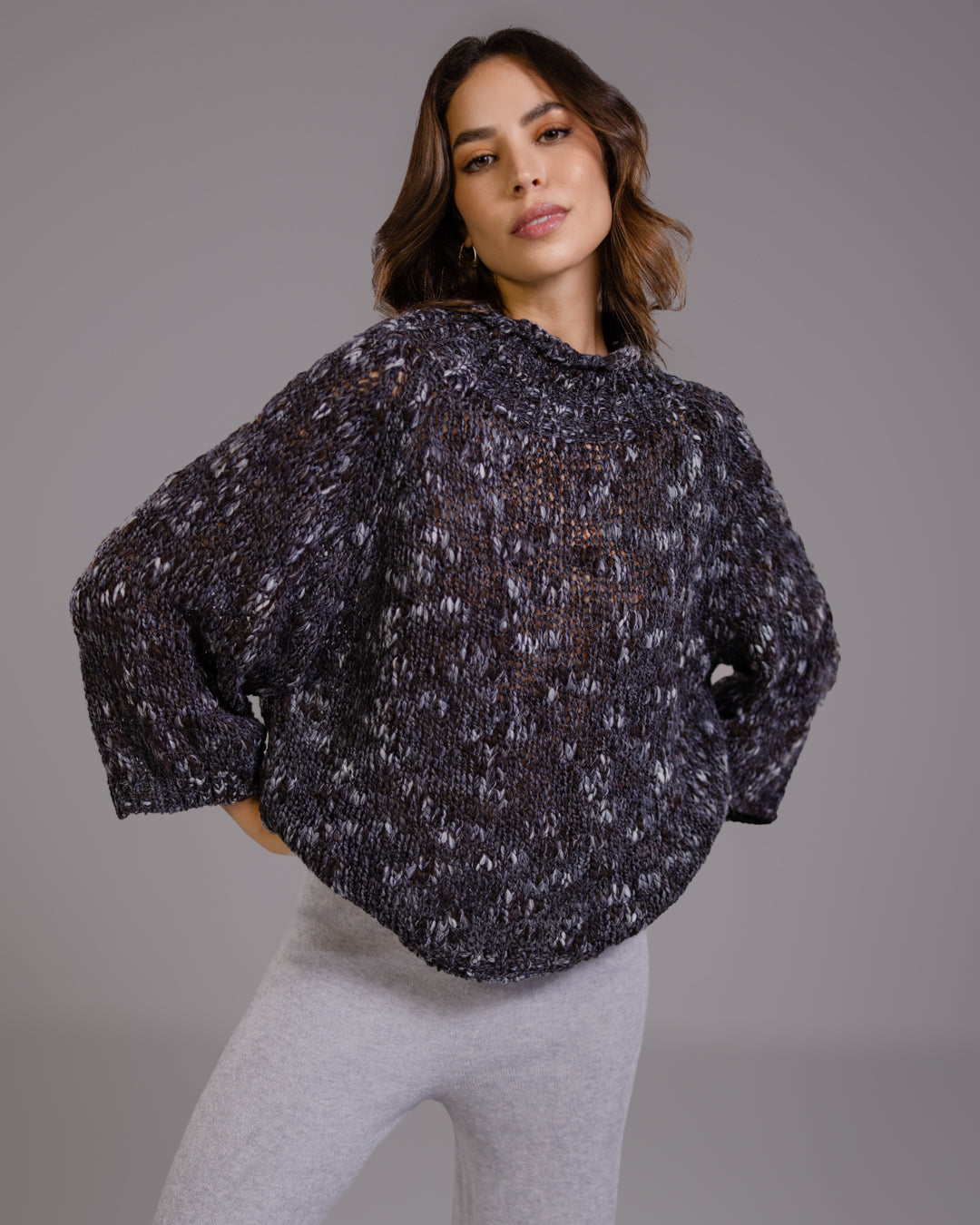 Women's Charcoal Mockneck Sweater