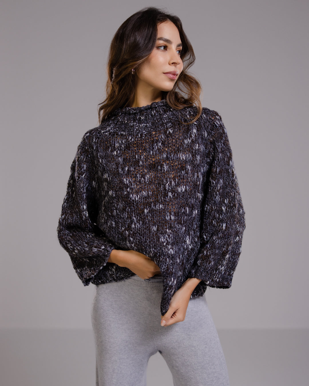 Women's Charcoal Mockneck Sweater