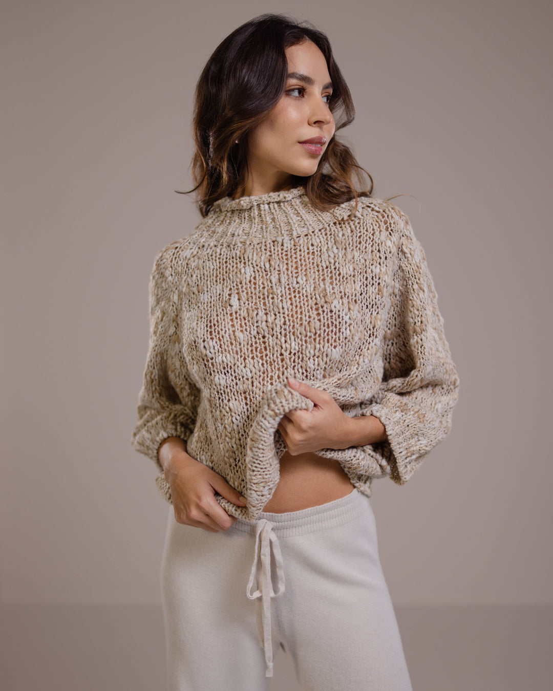 Women's Mockneck Sweater Light Beige