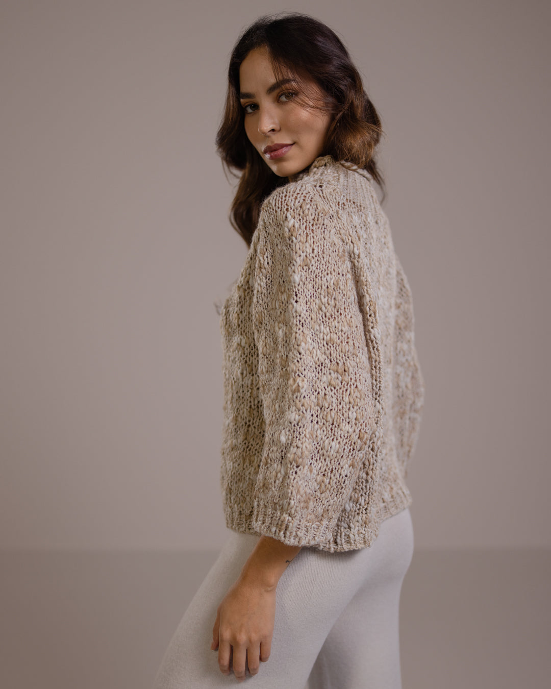 Women's Mockneck Sweater Light Beige