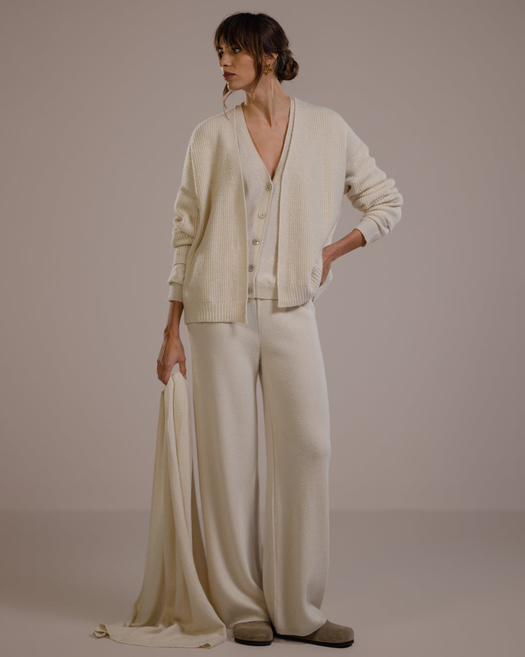 Women's Light Beige Open Cardigan