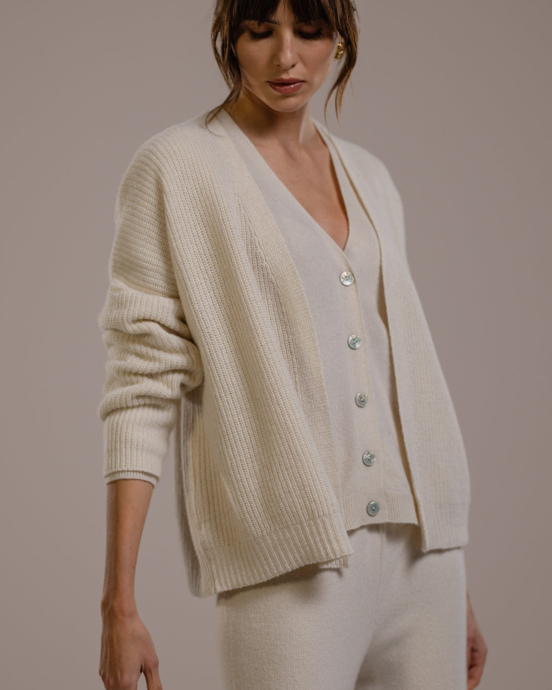 Women's Light Beige Open Cardigan