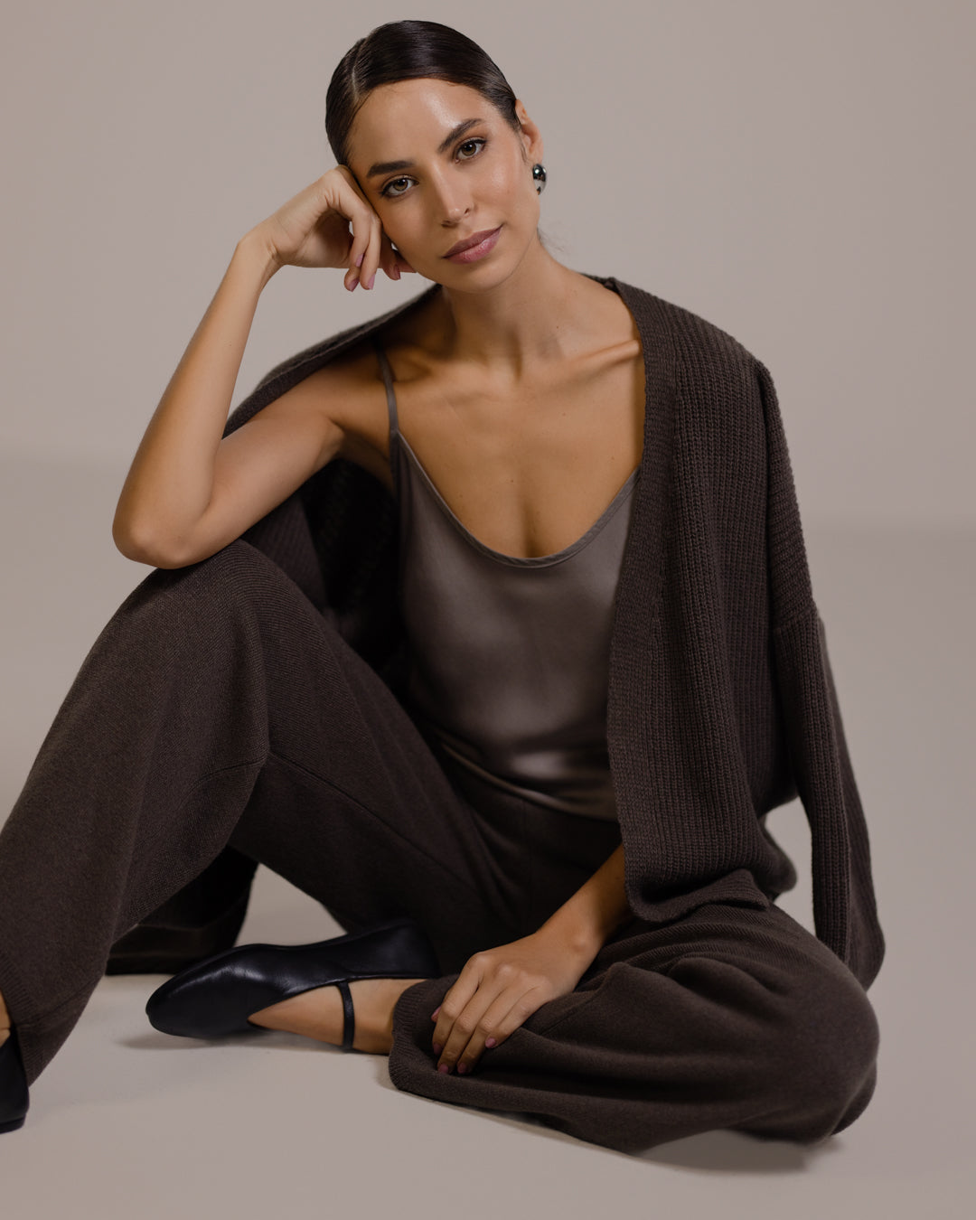 Women's Open Cardigan Espresso Brown