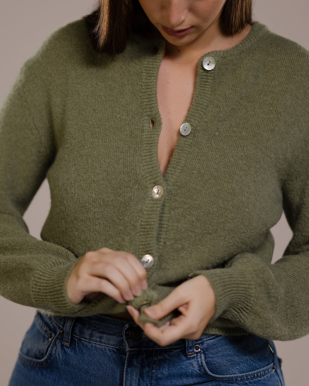 Women's Button-Up Cardigan Khaki