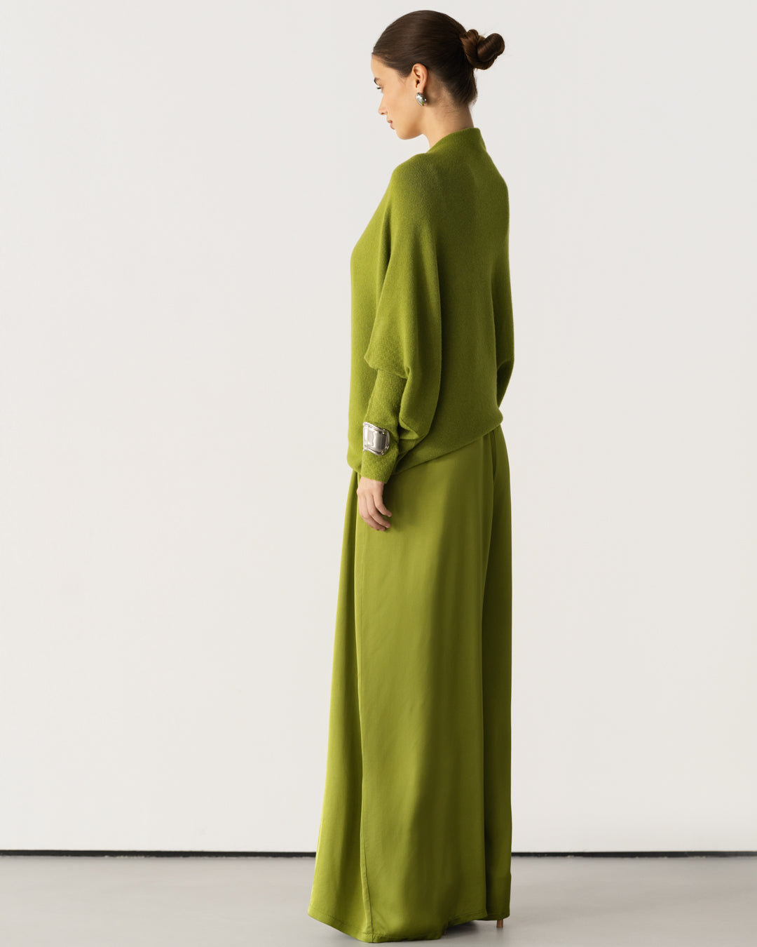 Women's Olive Green Asymmetrical Draped Top