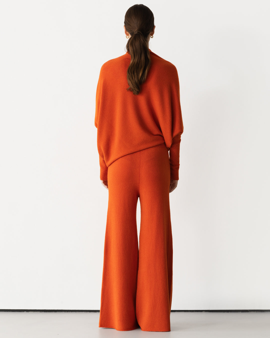 Women's Burnt Orange Asymmetrical Draped Seamless Knit Top