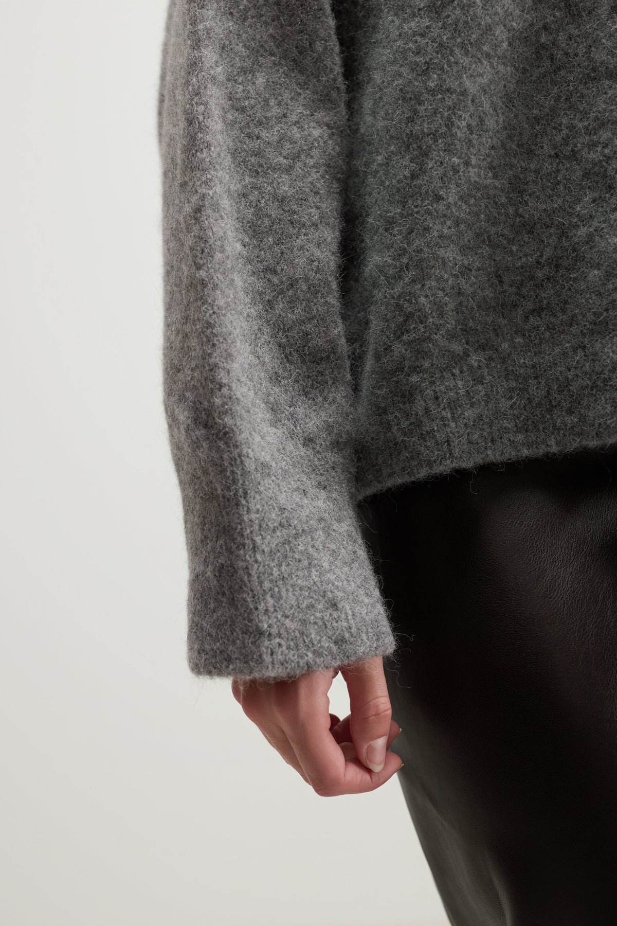 Women's Light Grey Sweater, Alpaca Blend Knit Pullover