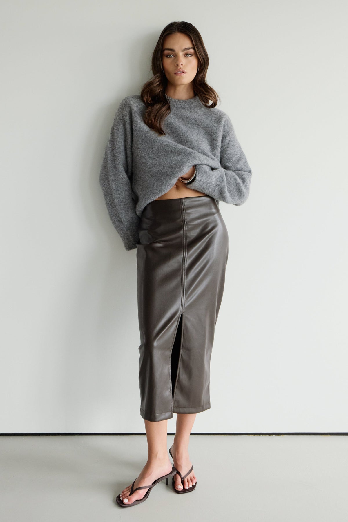 Women's Light Grey Alpaca Blend Sweater with Timeless Knit Design