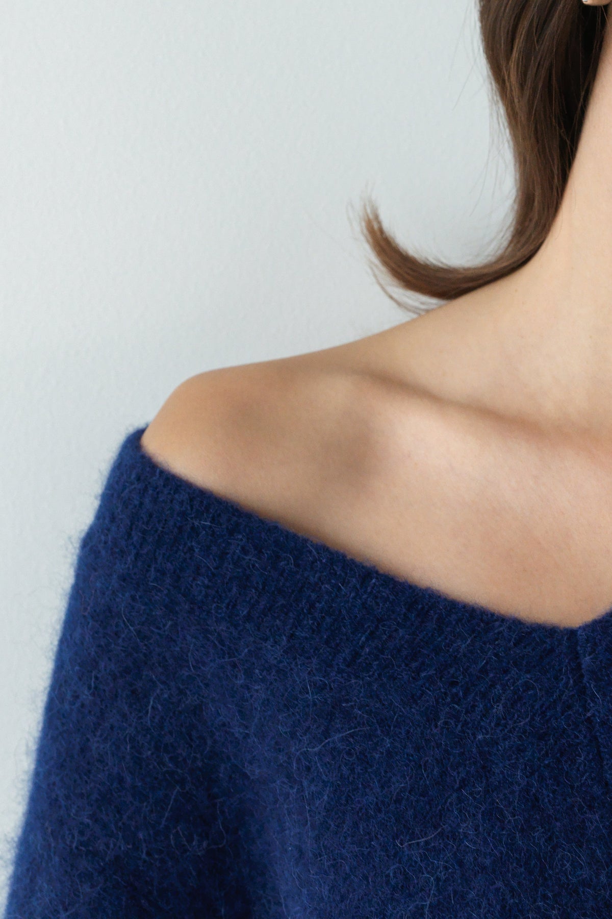 Women's Sweater Navy Blue Alpaca-Wool Blend