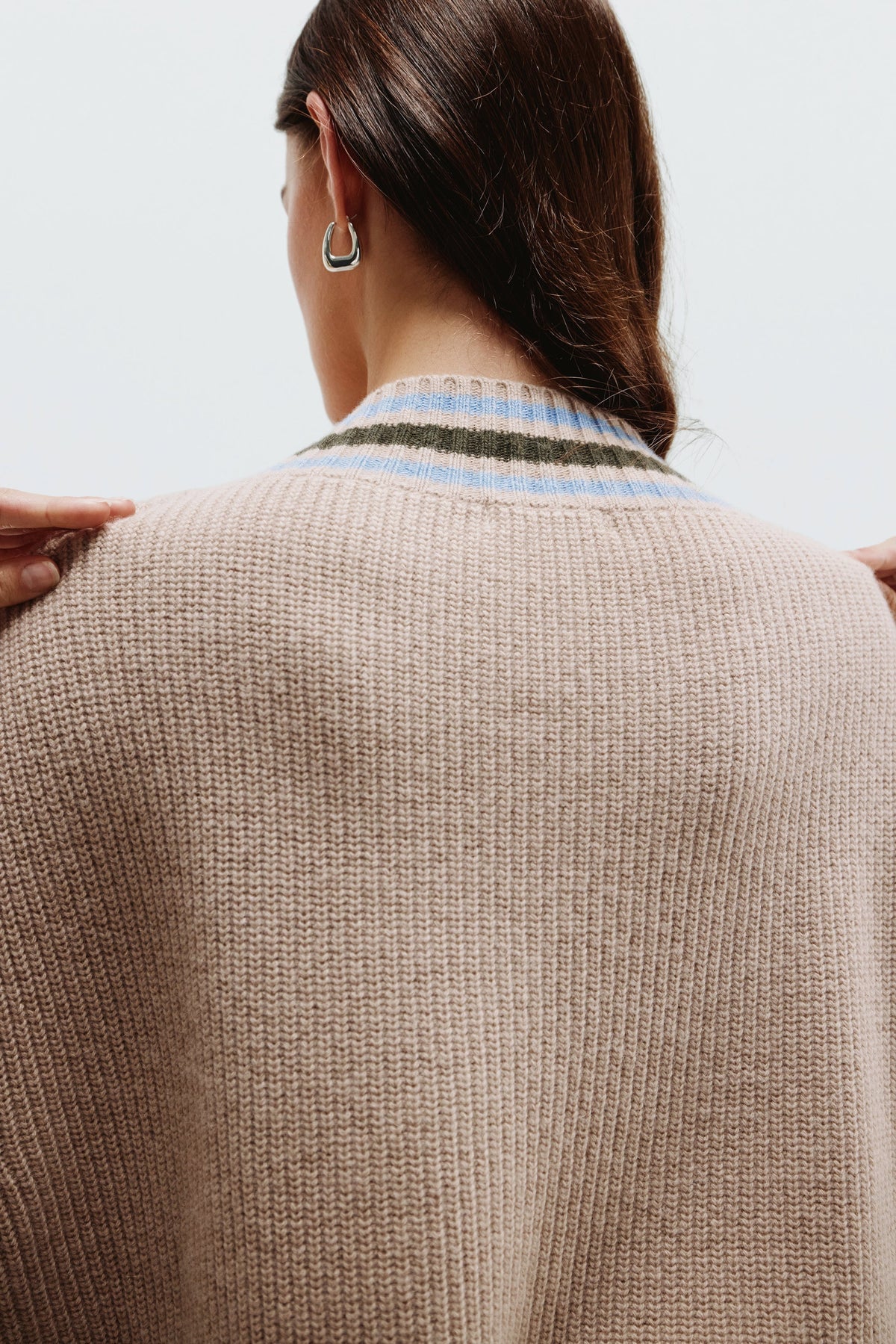 Women's Mocha Knitted Vest in Wool-Cashmere Blend, Sleeveless Layering Design