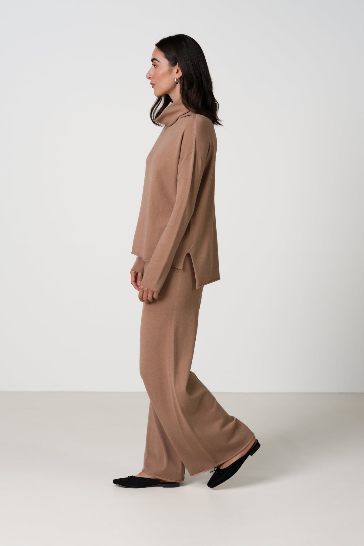 Women's Chestnut Brown Roll Neck Top