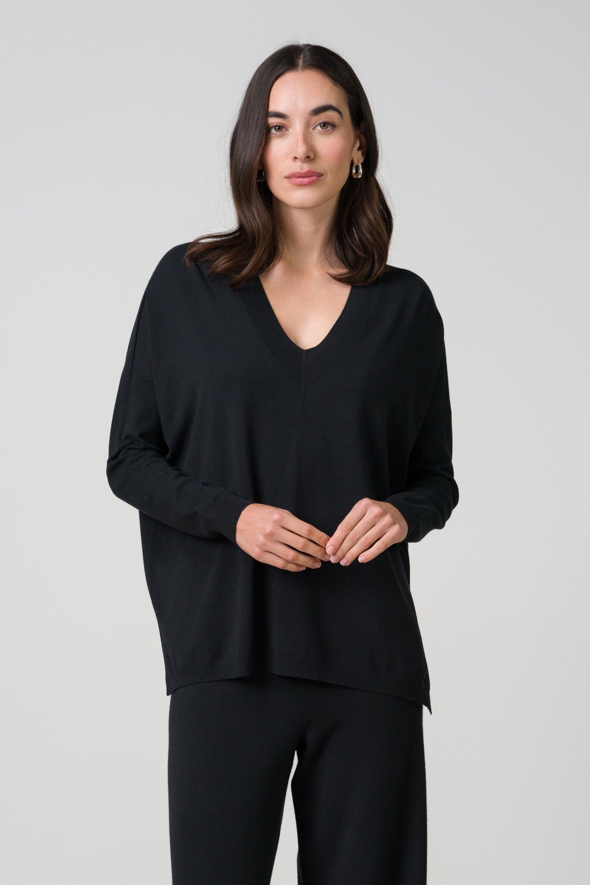 Women's Black V-Neck Sweater