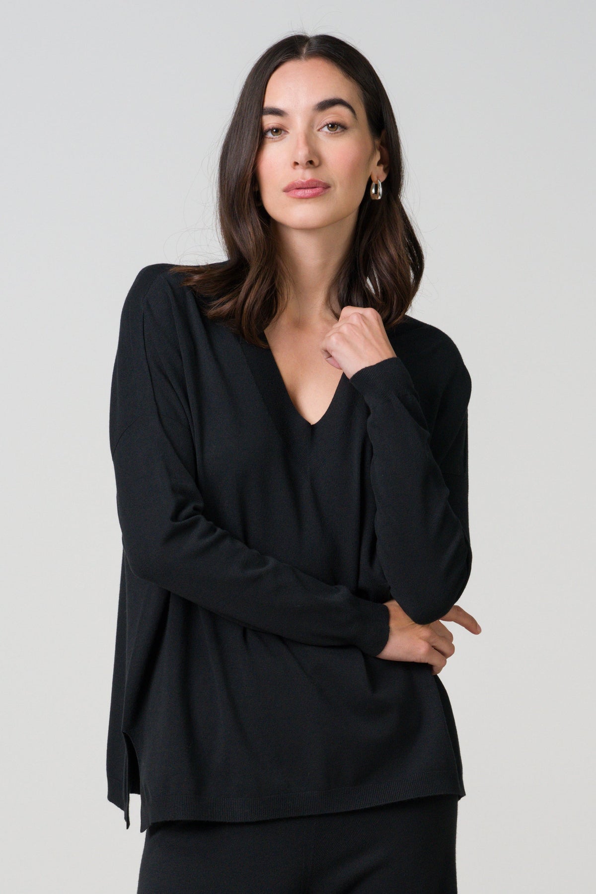 Women's Black V-Neck Sweater
