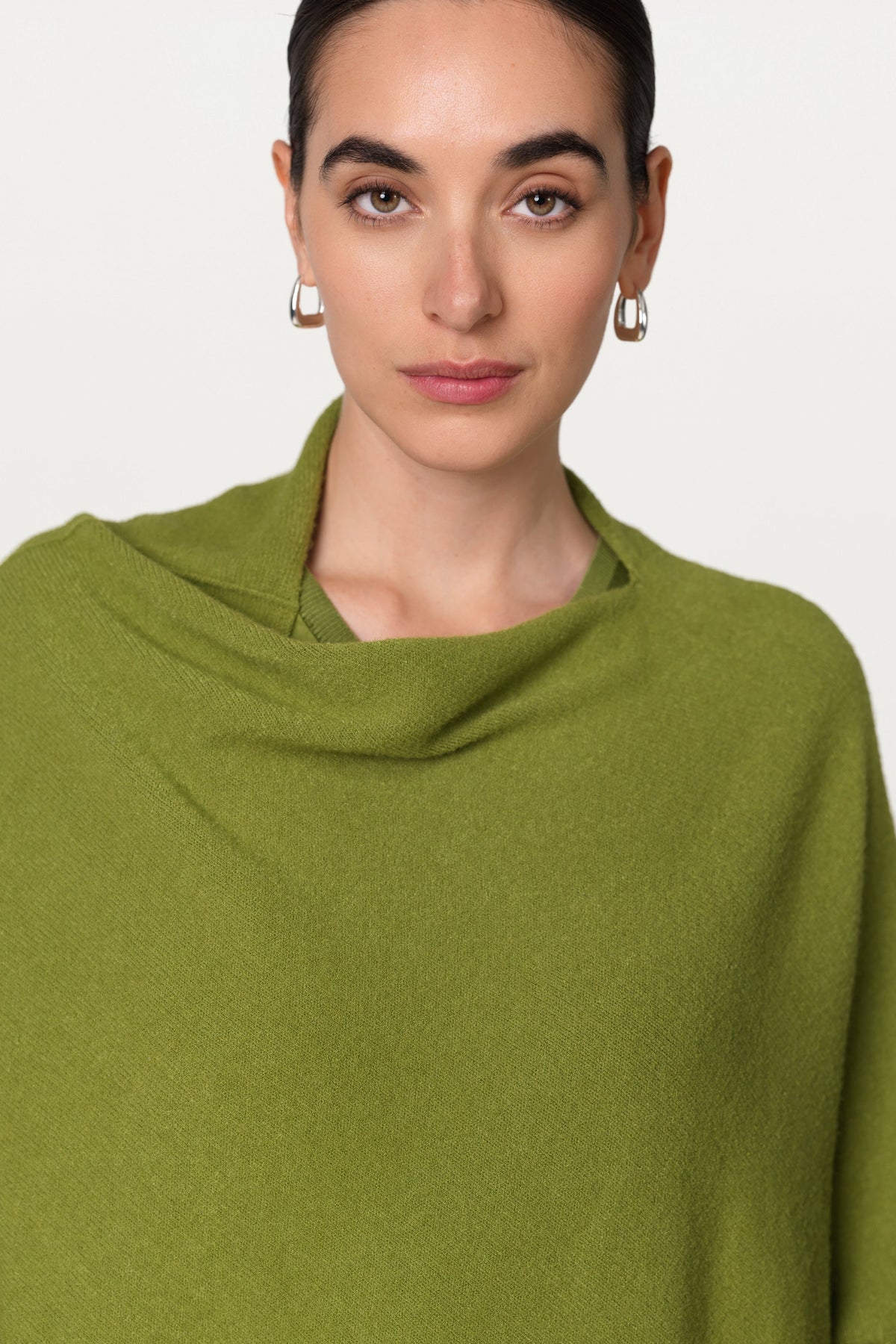 Women's Olive Green Asymmetrical Draped Top